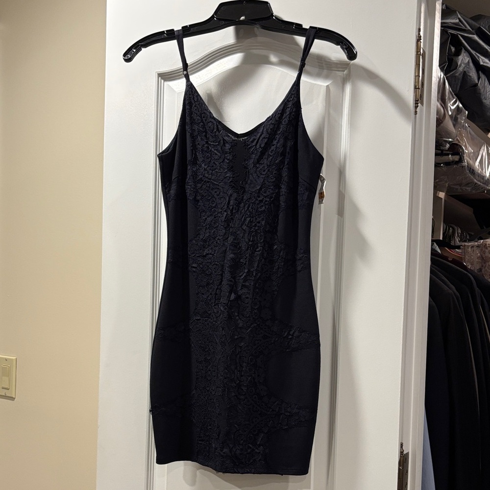 Lush Black Lace Mini Dress